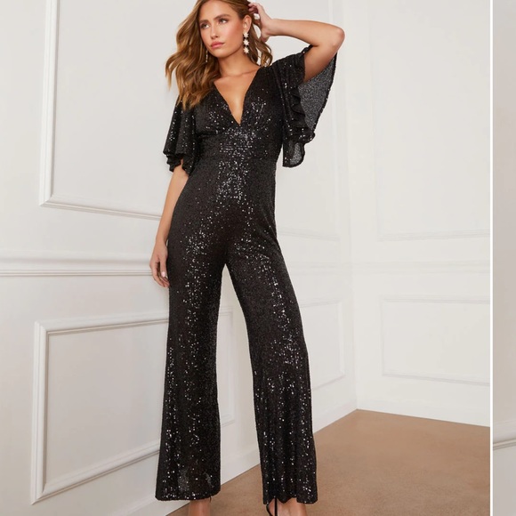 Vici Pants & Jumpsuits Vici Trophy Wife Sequin Jumpsuit Black Nwt